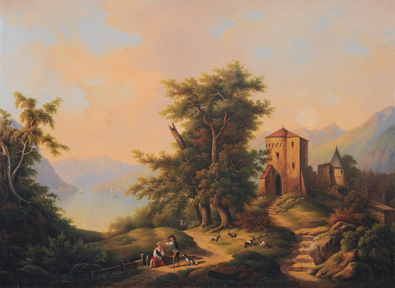 Idyllische Landschaft mit Schäfern