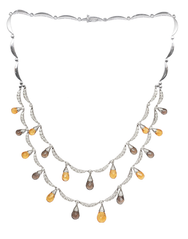 An elegant citrine diamond necklace