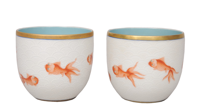 A pair of fine fish cups