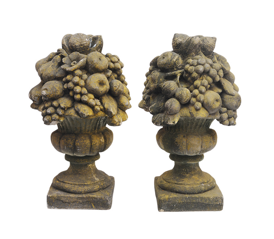 A pair of garden decorations