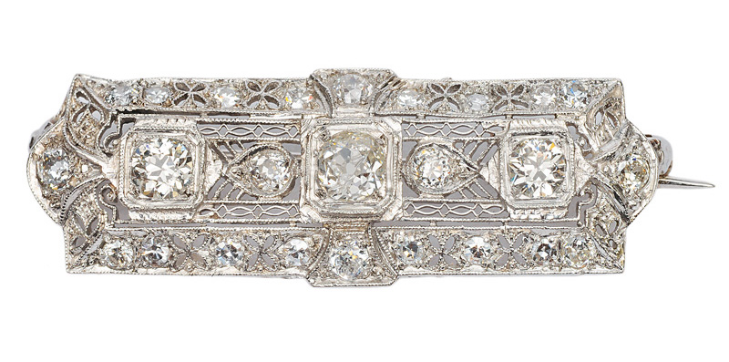 A brooch with old cut diamonds