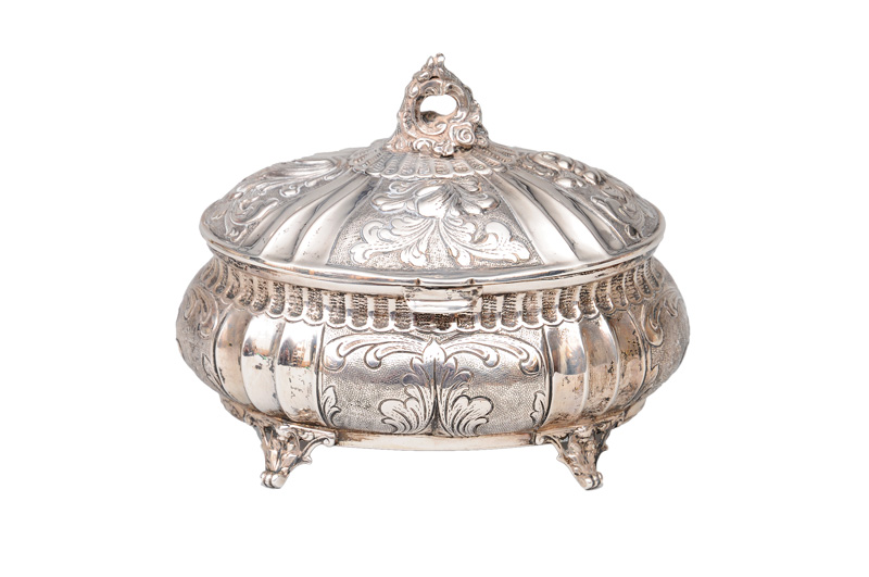 An oval sugar box in the style of Rococo