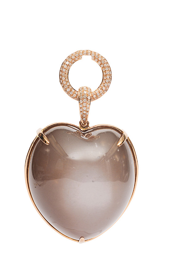 A large, heartshaped moonstone pendant