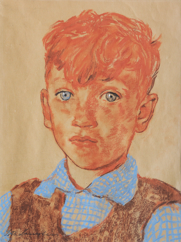 Lotte Laserstein - Boy wearing a blue Shirt Boy wearing a blue Shirt