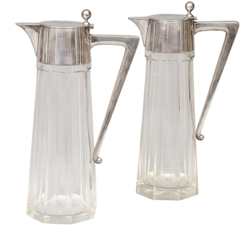 A pair of Art Nouveau decanters