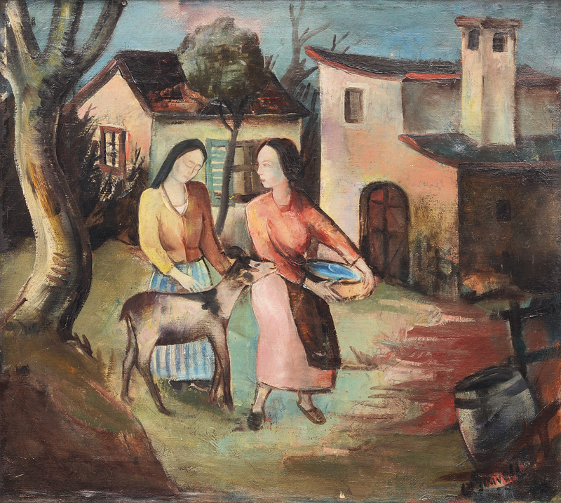Oskar Gawell - Two Women with Goat Two Women with Goat