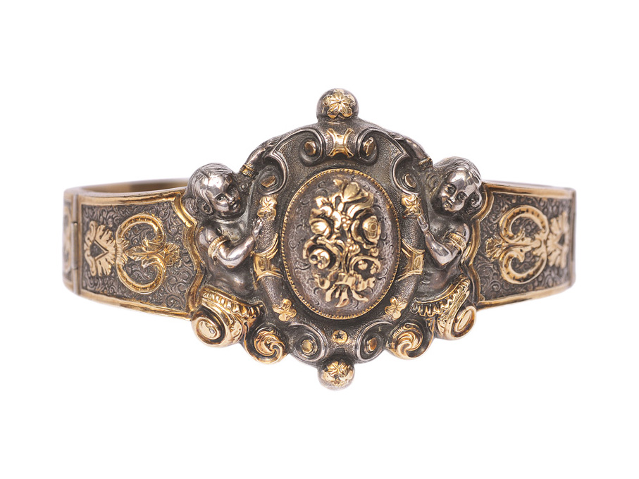 A Napoleon-III-bangle bracelet with Renaissance ornaments