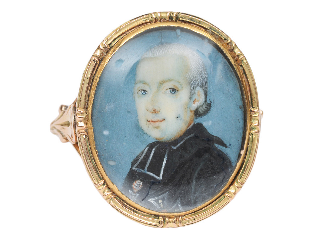 A Georgian ring with a miniature portrait of a british official
