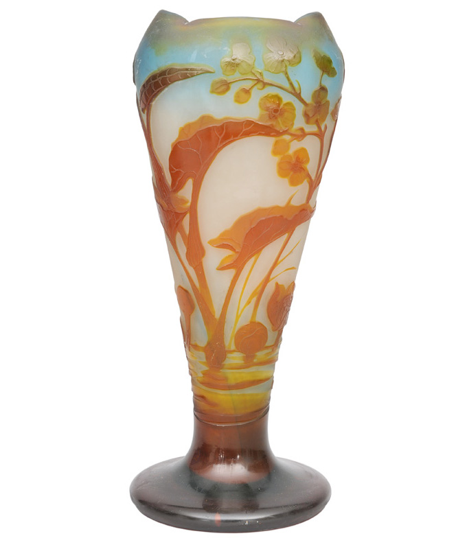 An Art Nouveau vase with pond landscape