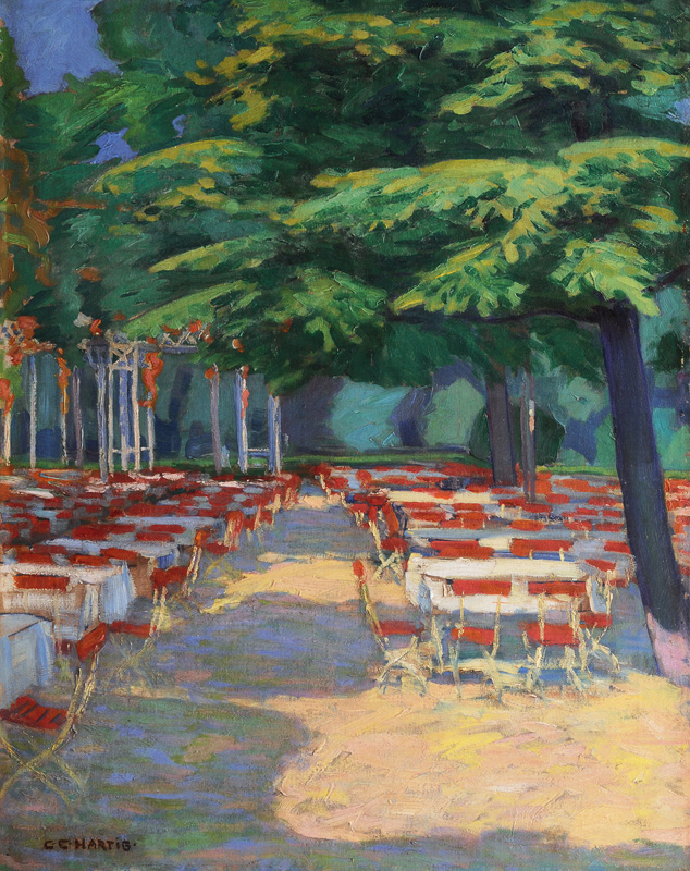 Carl Christoph Hartig - The Terrace of the Restaurant Karlshöhe in Weimar The Terrace of the Restaurant Karlshöhe in Weimar