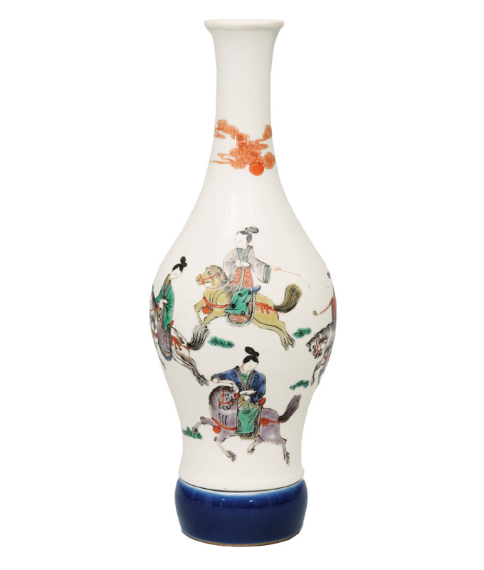 A baluster vase with polo players