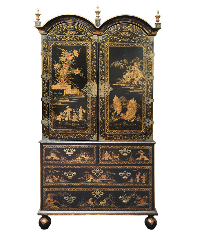 A hug Georgian cabinet with chinese scenes