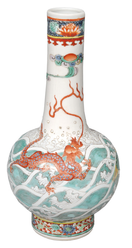 A bottle vase with mythical beasts