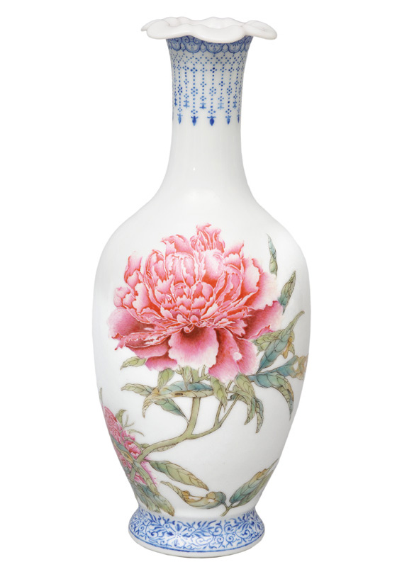 A fine bottle vase with peonies