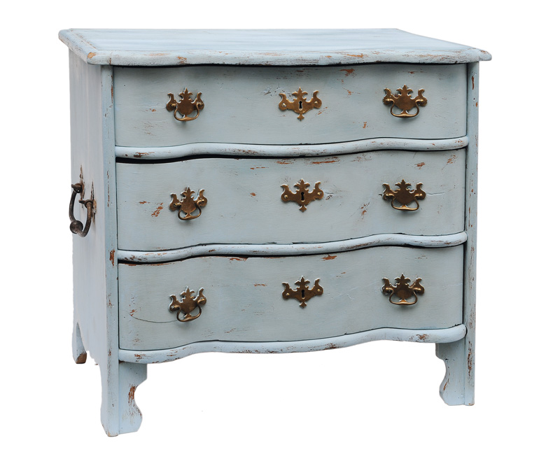 A coloured Barouque chest of drawers