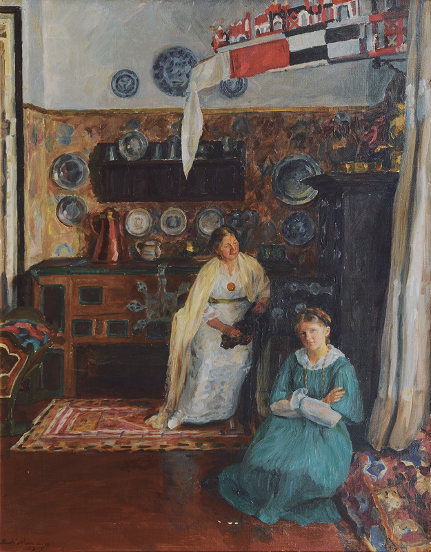 Rudolf Hammer - Two Women in a Courland Living Room Two Women in a Courland Living Room
