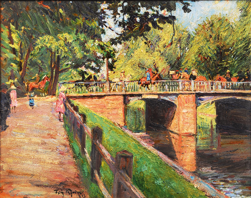 Fritz Rhein - Busy Bridge in a Park Busy Bridge in a Park