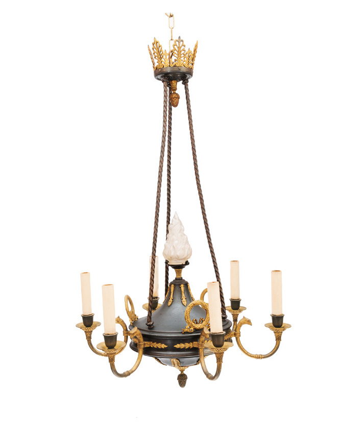 A french ceiling light with Empire ornaments
