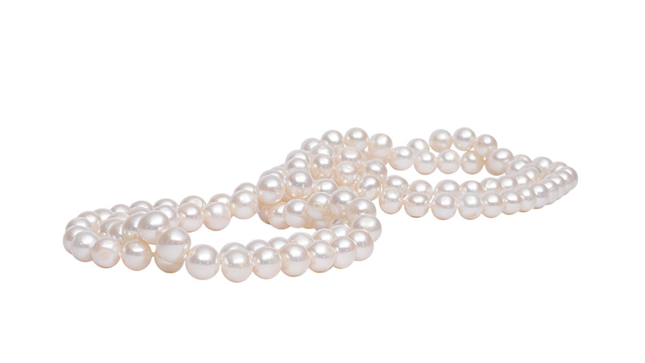 A very long pearl necklace
