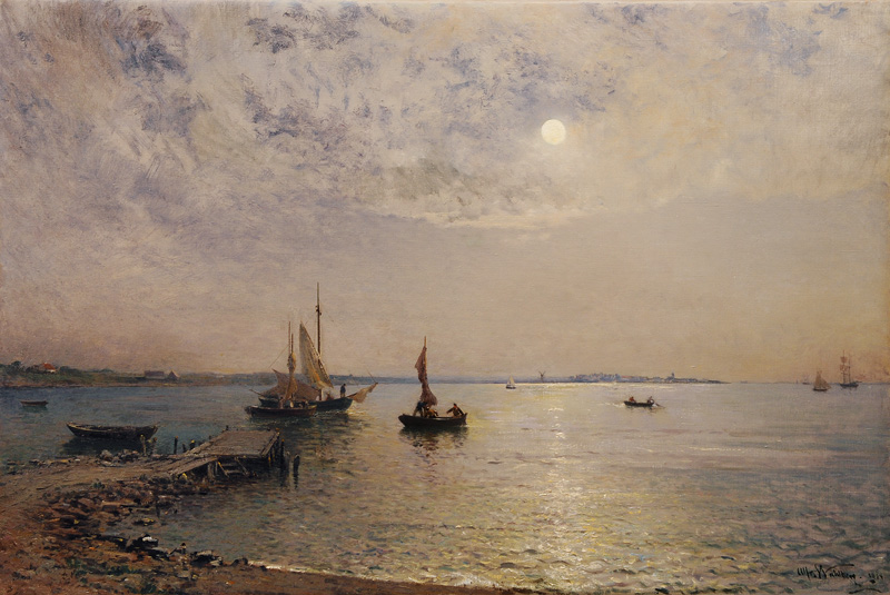 Alfred Wahlberg - Fischerboote im Mondschein Fischerboote im Mondschein