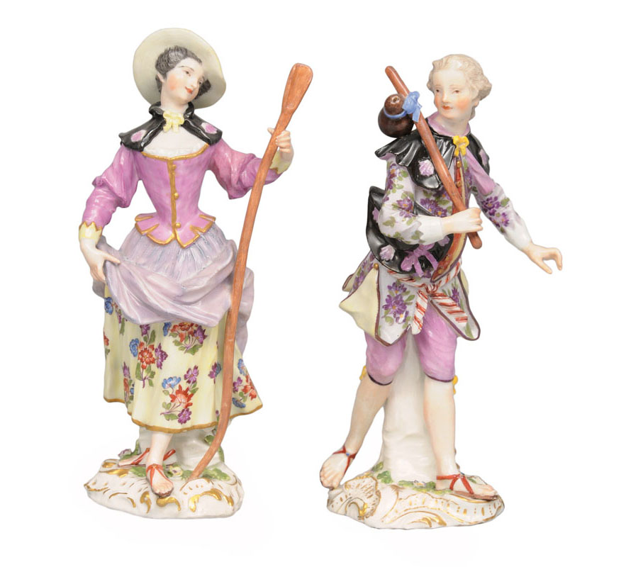 A rare pair of figures 'Pilgrims'