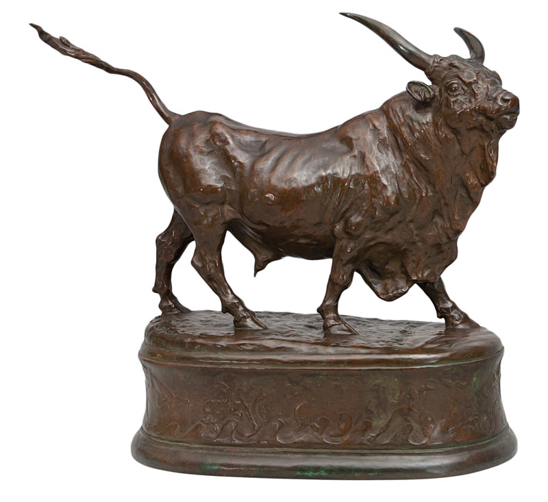 Theodor Esbern Philipsen - Außergewöhnliche Bronze-Figur 'Zeus als Stier' mit Figurenfries 'Die Entführung der Europa' Außergewöhnliche Bronze-Figur 'Zeus als Stier' mit Figurenfries 'Die Entführung der Europa'