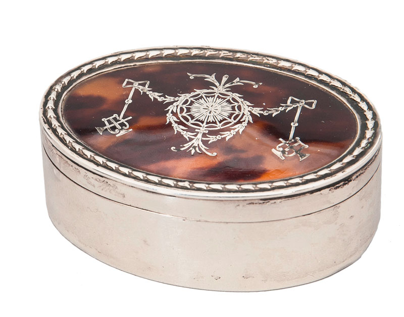 A Victorian silver box with tortoiseshell