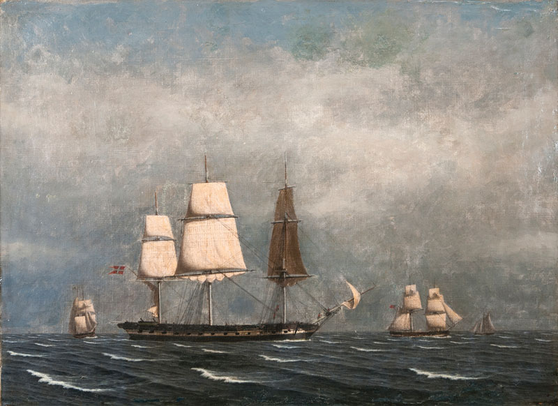 Dänische Fregatte und weitere Schiffe