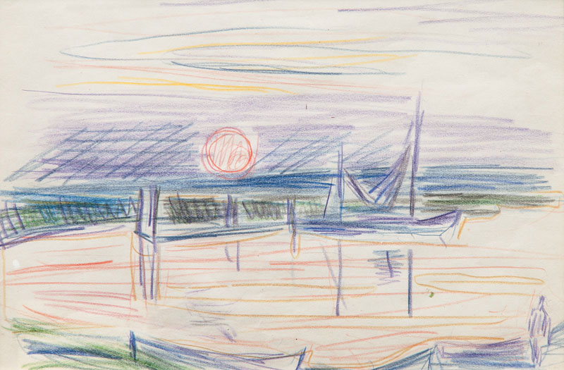 Gretchen Wohlwill - Small Haven on the Elbe at Sunset Small Haven on the Elbe at Sunset