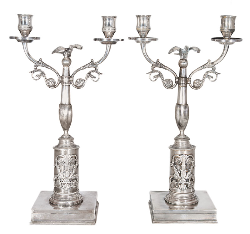 Meister Godet - A pair of classical Empire candlesticks A pair of classical Empire candlesticks