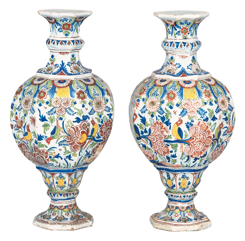 A pair of baluster-vases with ornamental decoration