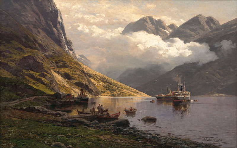 Postschiffe im Fjord