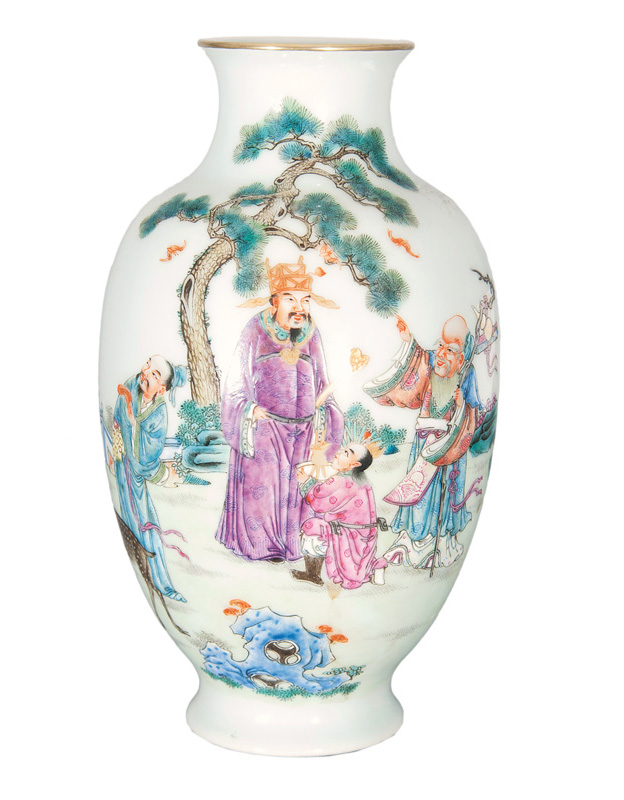 A small rouleau vase with the '3 star deities'