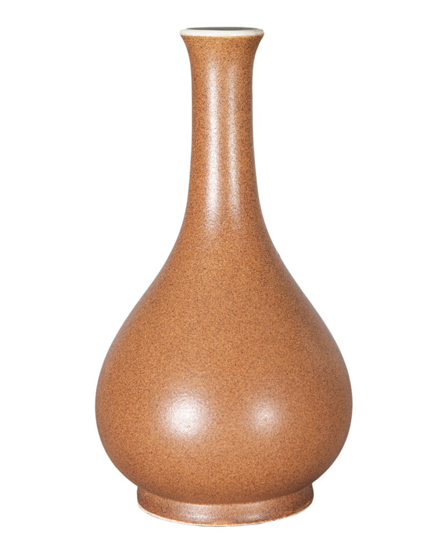 An unusual brown-glazed bottle vase