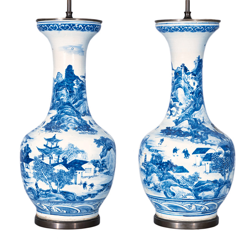 A pair of landscape vases
