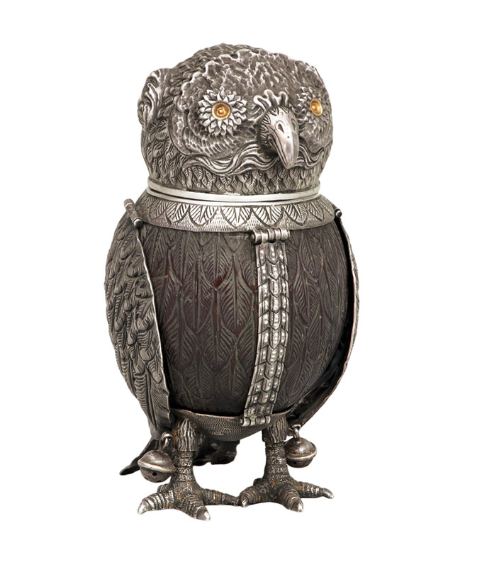 A rare drinking vessel in the shape of an owl