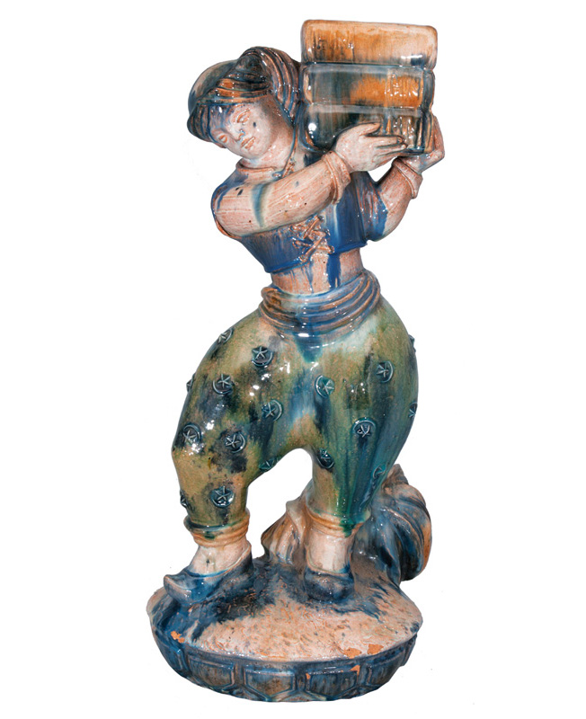 Große Keramik-Figur 'Orientale mit Tabakballen'