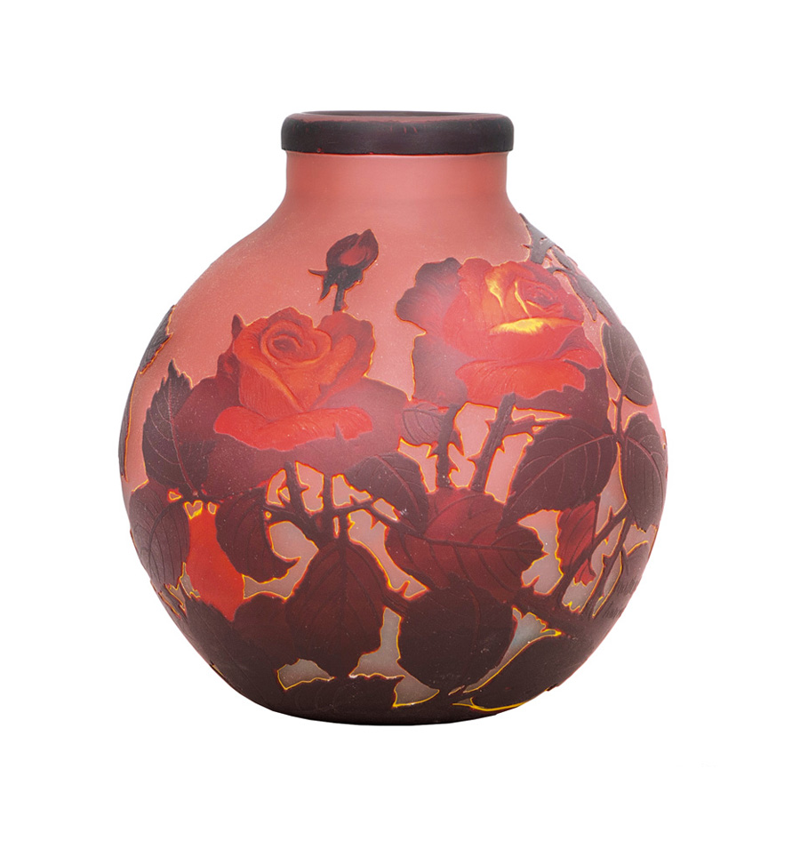 An Art Nouveau glass vase 'Le Roses'