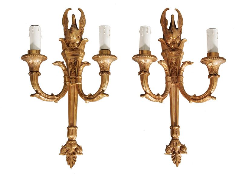 A pair of wall chandeliers with fine Empire pattern