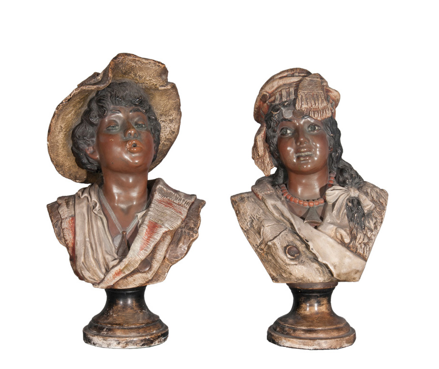 A pair of oriental busts in the manner of Friedrich Goldschieder