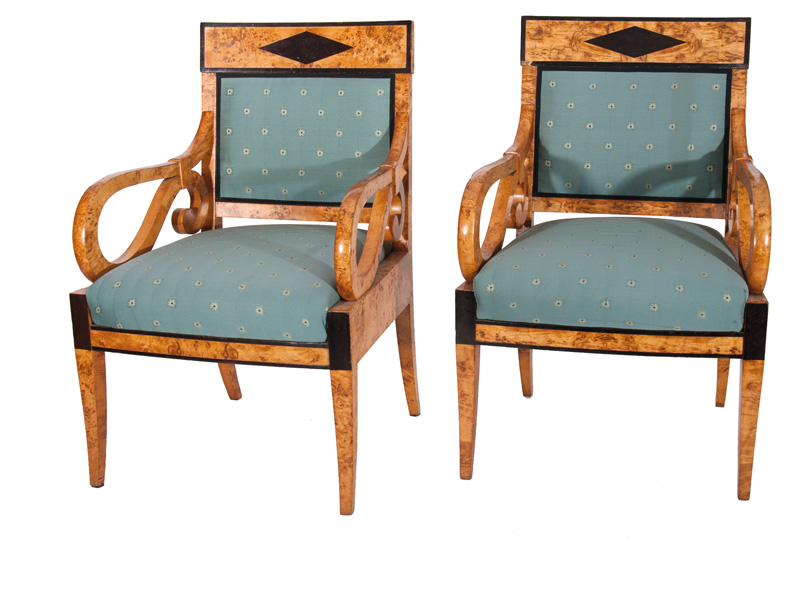 A pair of Russian Biedermeier armchairs