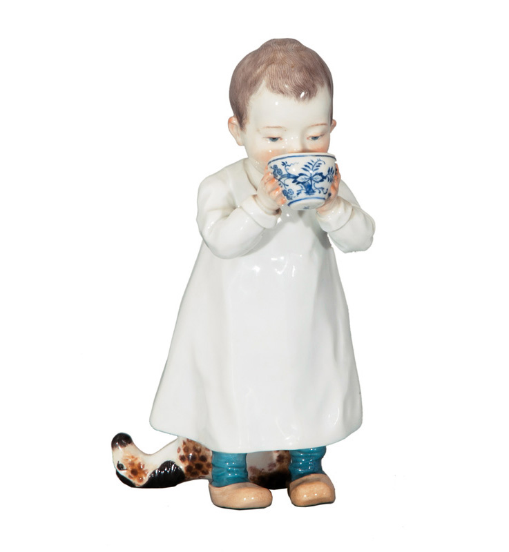 A children figure 'Little boy with milk bowl'