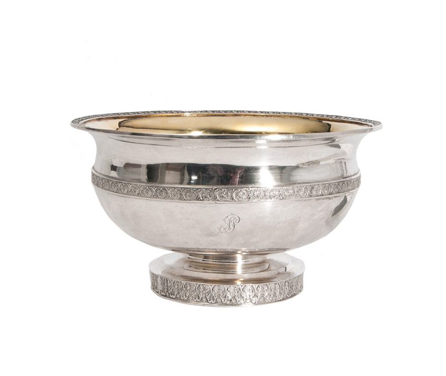 A footed bowl with fine Empire decor