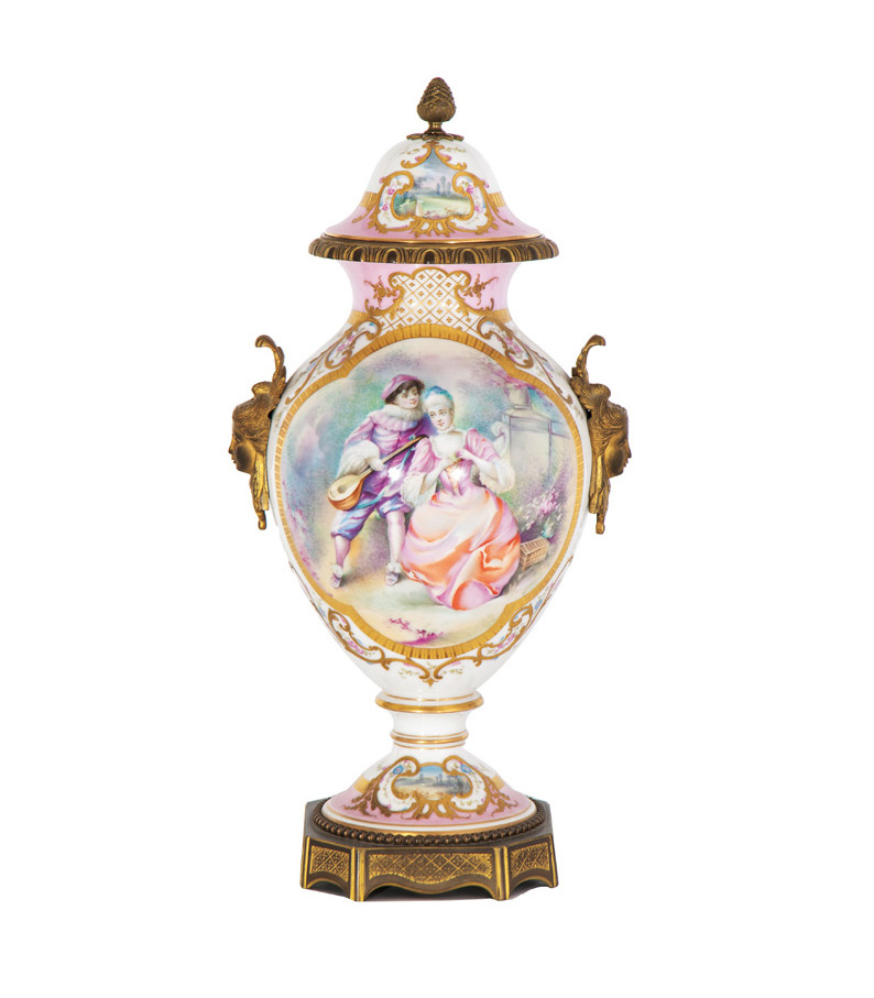 A Sèvres-style vase with Watteau scenes