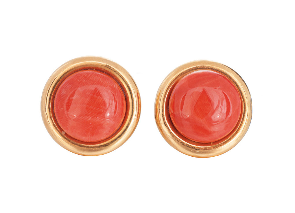 A pair of coral earclips