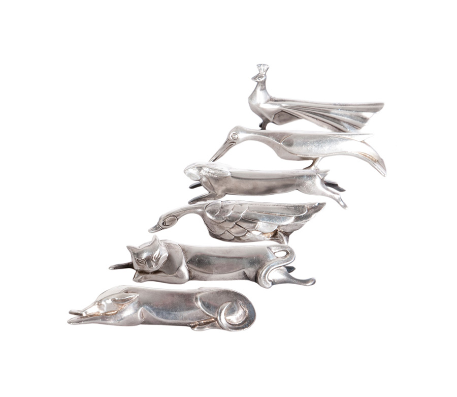 A set of 12 knife rests of differend animal-shape