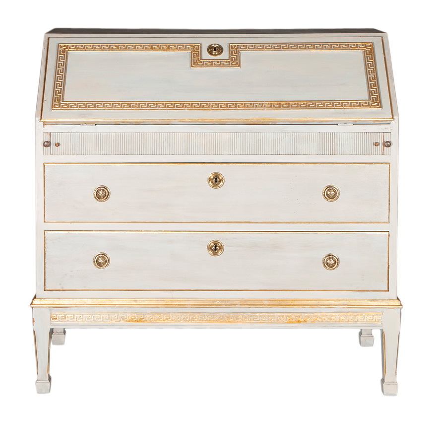 A light painted ladies writing cabinet