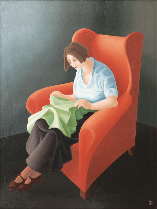 Frau im roten Sessel