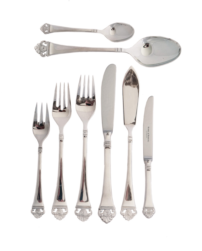 A large cutlery 'Rosenmuster' for 12 persons