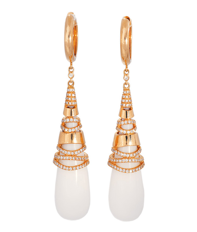 A pair of agate diamond earpendants